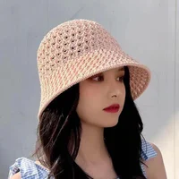 Simple Girl Sun Hat Wide Brim Floppy Summer Hats for Women Beach Panama Straw Dome Weave Bucket Hat Femme Shade Hat Women Hats 6