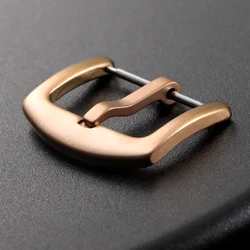 Premium Brushed Solid Stainless Steel Watch Buckle - Silver, Black, Gold Finish (RoseGold - 18mm)