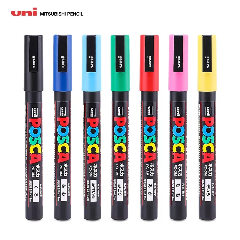 1pcs Uni Posca Paint Marker Pen PC-3M 24 Colors Fine Point 0.9-1.3mm Painting Graffiti Anime Advertising Art Drawing