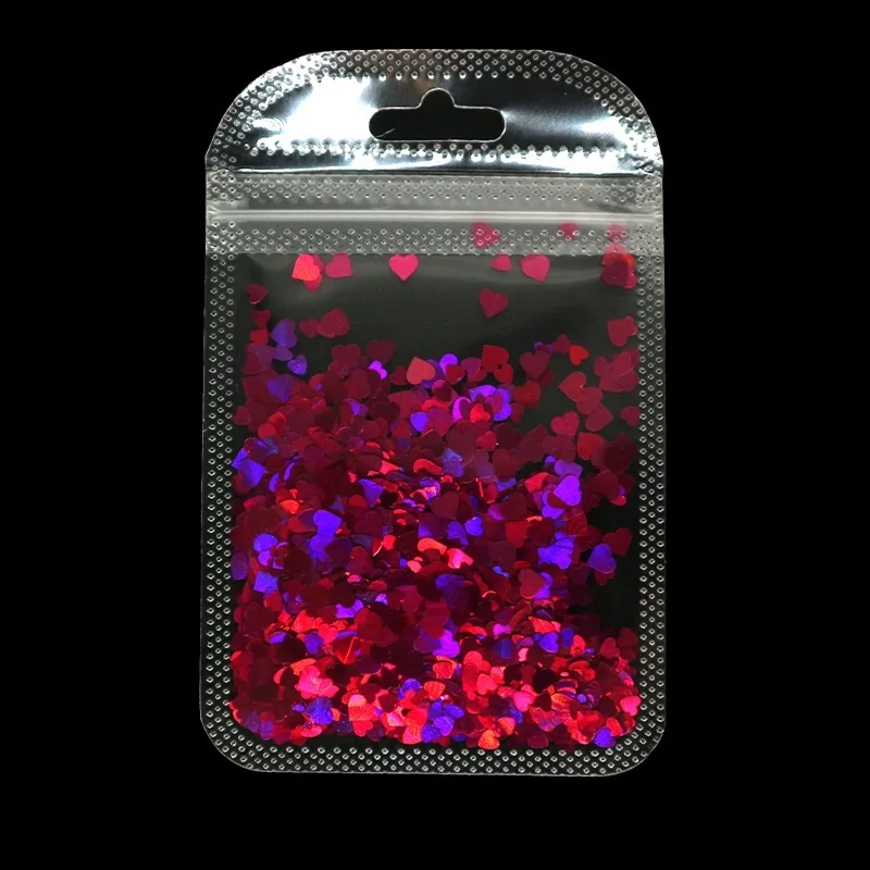 2g Holographic Nail Art Glitter Shiny Sweet Love Heart Flakes Sequins 3D Nails Paillette Manicure Valentine's Day Decorations 5