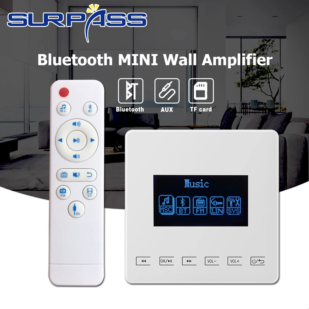 Smart Professional Bluetooth Wall Amplifier Theater Amplificador Audio Stereo Panel Bluetooth-compatible Music Player Controller