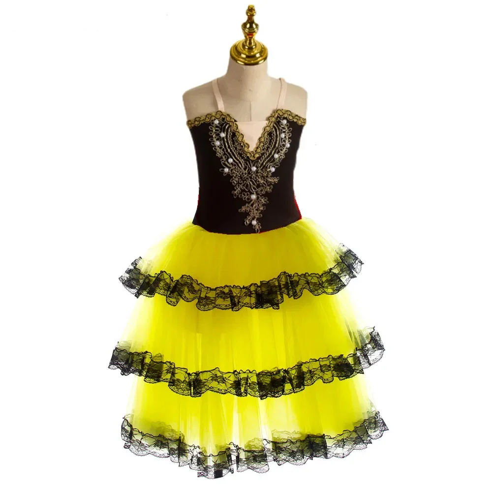 

Red Spanish Dress Romantic Tutu for Adult Girls Long Tutu Skirt for Girls Soft Tulle Long Dress Performance Costumes