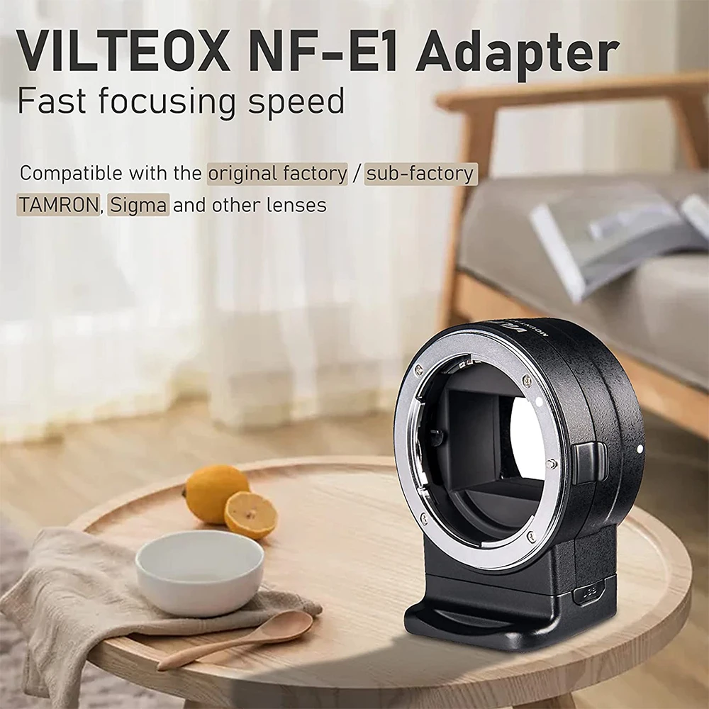 Viltrox-カメラマウント用の取り付けアダプター,NF-E1,ニコン,ソニー用の絞り制御レンズ,カメラマウントa7 m3 a9 a6500