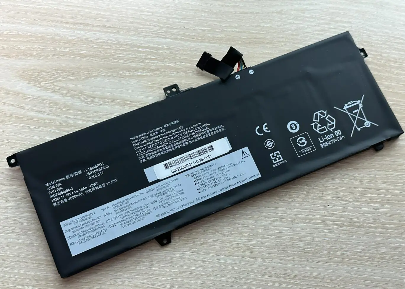 Bateria para Lenovo Thinkpad L18m6pd1 X390 X395 X13 1ª Série Geração L18c6pd1 L18l6pd1 02dl017 Sb10k97655 02dl018 48wh - Imagem 3
