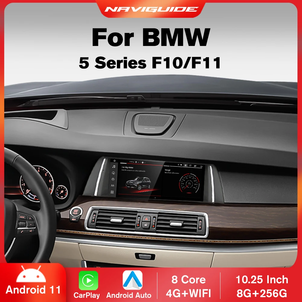 

NAVIGUIDE Android 12.0 For BMW 5 Series F10 F11 520i 525i 528i 2011-2017 CIC NBT System Car Video Radio GPS Navigation Player