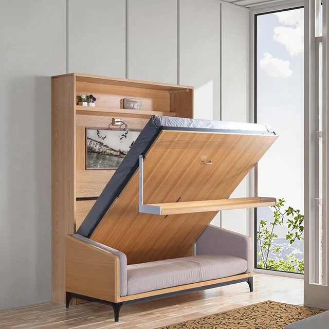 Queen Size Wooden Murphy Bed with Desk Panel Style Vertical Folding Wall Bedroom Furniture General Use Home Furniture 2 Queen Size Wooden Murphy Bed with Desk Panel Style Vertical Folding Wall Bedroom Furniture General Use Home Furniture 2
