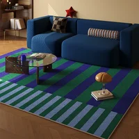 Vintage Persian Living Room Carpet Light Luxury High-end Blue Striped Sofa Coffee Table Rug Home Decor Bedroom Bedside Floor Mat 1