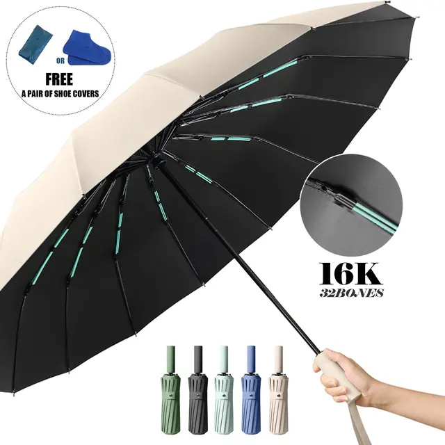 16K Double Bones Large Umbrella Men Womens Windproof Compact Umbrellas Automatic Fold Business Luxury Sun Rain Umbrella Travel 1