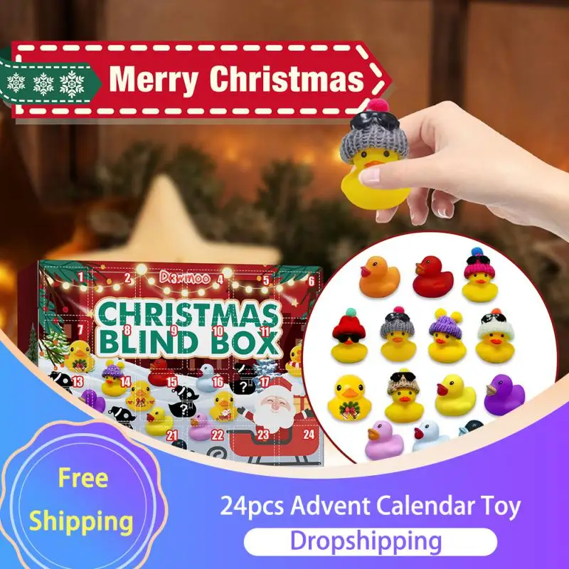 24pcs Rubber Ducks Advent Calendar Toy Rubber Ducky Bath Toy Creative