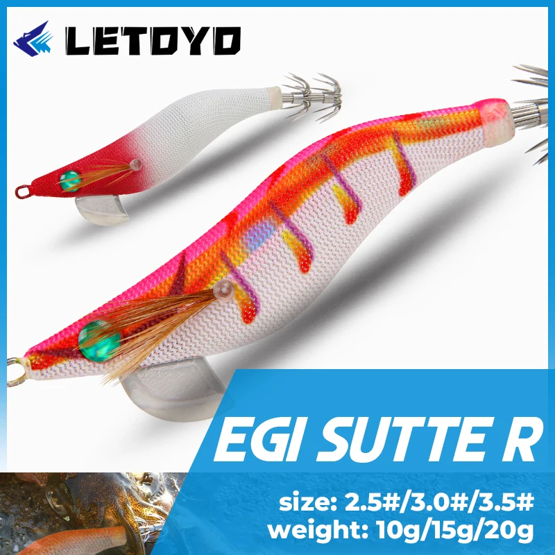 

LETOYO 2.5# 3.0# 3.5# Egi Luminous Squid Jig Sinking Glow Sea Fishing Lures Artificial Baits For Cuttlefish Octopus EGI SUTTE R