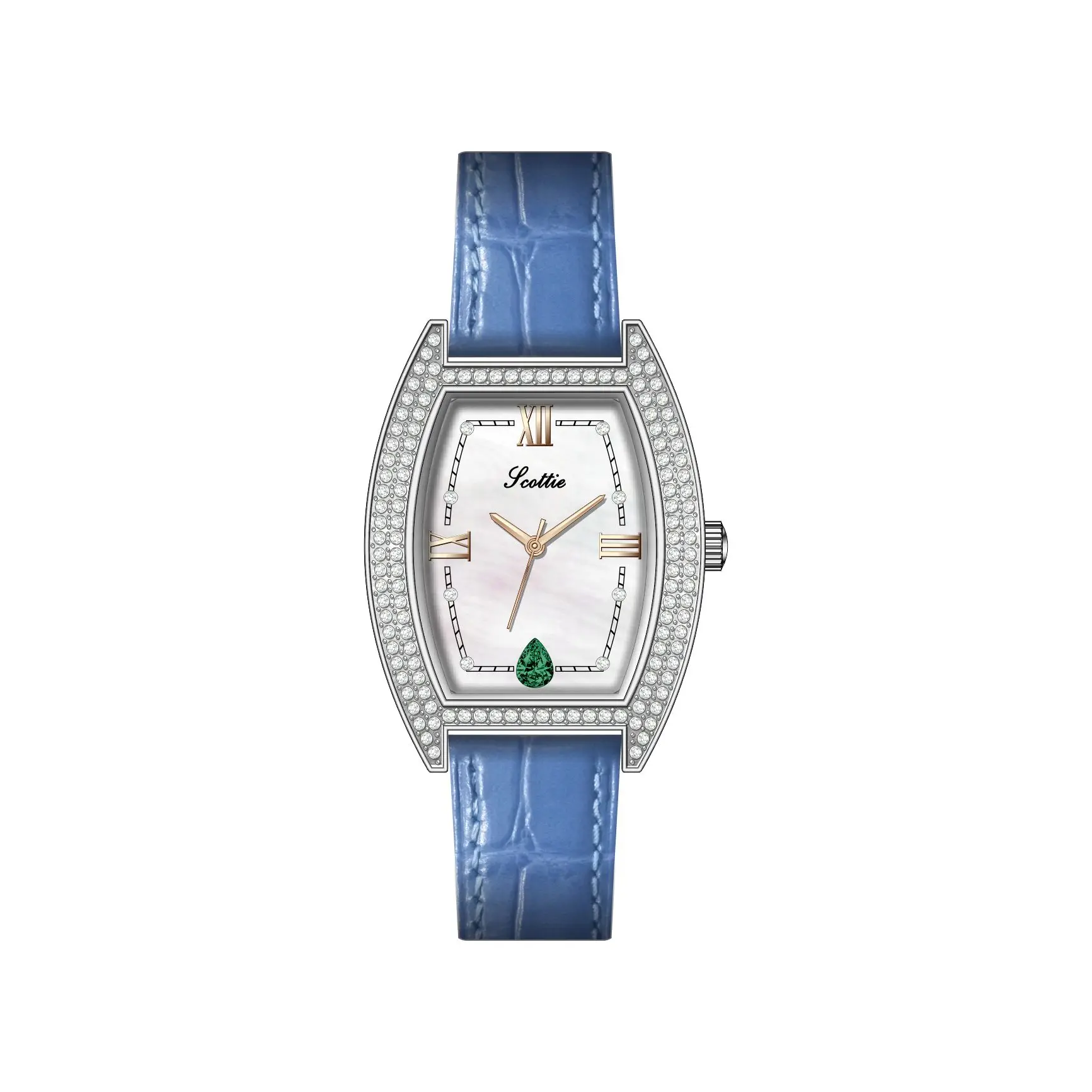 New Diamond Set Wine Bucket Fashion Women's Watch Gem Zircon Leather Waterproof Needle Buckle Gift Patent Leather Quartz Watch