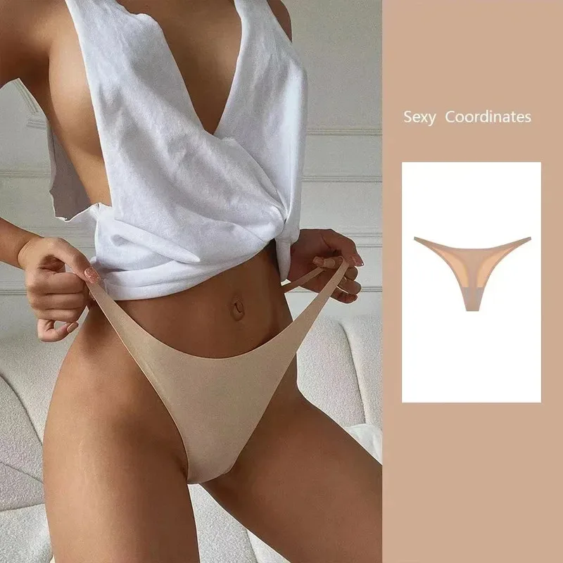 1/3/4Pcs Lot Sexy Panties Seamless Underwear For Women Ice Silk Strings Thin Waistband Thong Panties Woman 5