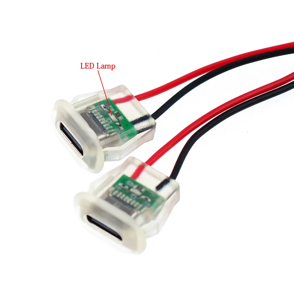 Waterproof USB-C Charging Socket with LED Indicator