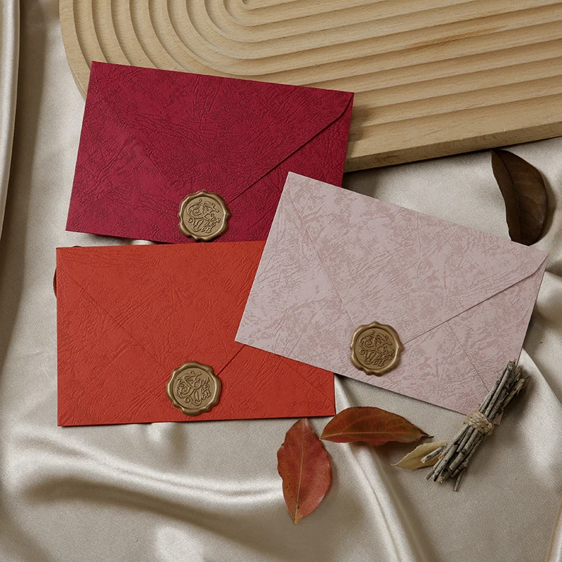 5pcs vintage tree grain envelopes brown paper wedding invitation