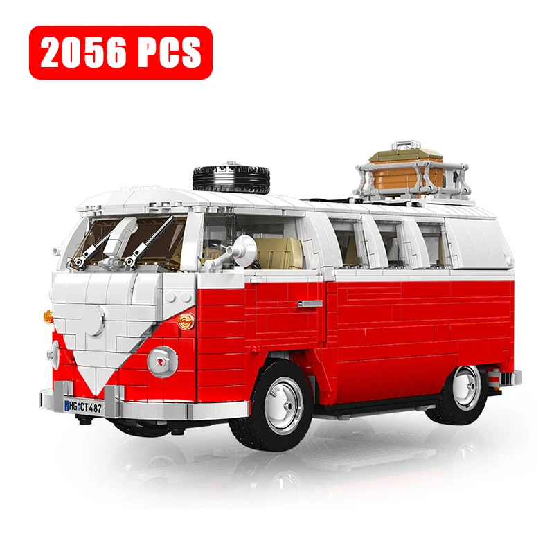 

2024 MOC City VW Volkswagen T1 Camper Van Vehicle Model Building Blocks Technical Ideas Bus Assemble Bricks Toys Gifts for Kids
