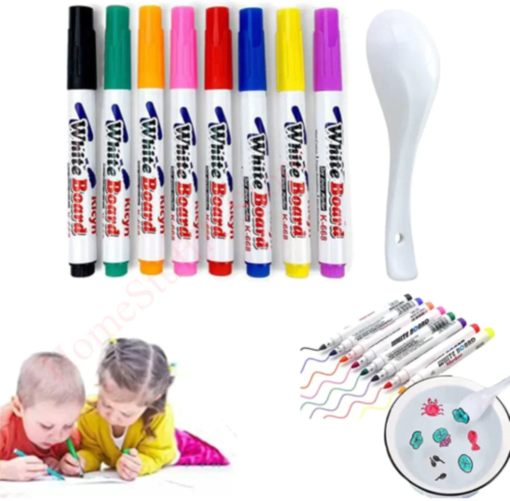 DIY Magical Water Painting Pen Water Drawing Floating Doodle Whiteboard Markers Colorful Mark Pen for Kids Toys Early Education