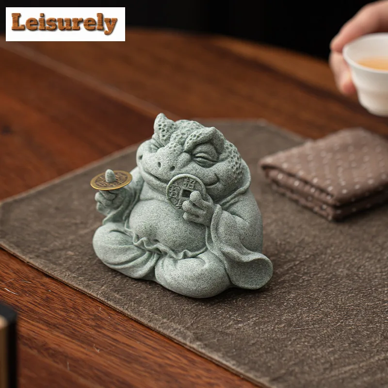 Green Sand Stone Attraction Wealth Tea Pet Traditional Tea Games Tea Figurine Play Toys Tea Statue Ornaments Supplies Gift Craft