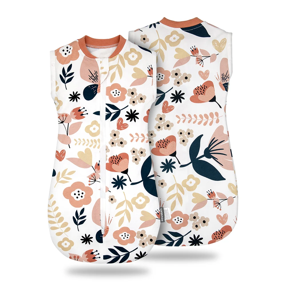 Newborn Baby Sleeping Bag Baby Swaddle Cocoon Beautiful Flowers Print Summer Thin Vest Button Wrap Sleepsack For Girls Boys - Image 3