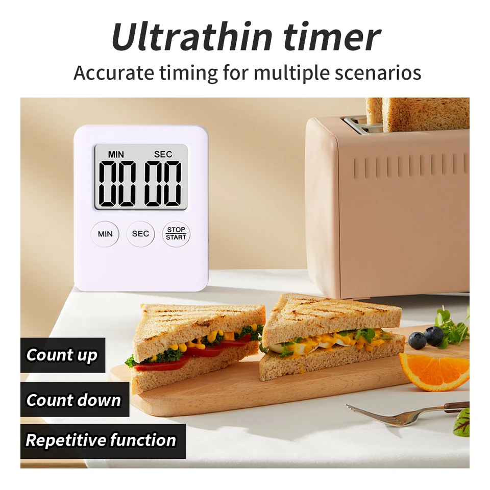 Ultralent -Minuteur de Cuisine Numériques Magnétique avec Batterie, Grand Ecran LED, Diamètre 8 * 8 cm Mis à Niveau Compte à Rebours pour La Cuisine en Classe Fitness Cuisson Étudier(Noir Ultralent -Minuteur de Cuisine Numériques Magnétique avec Batterie, Grand Ecran LED, Diamètre 8 * 8 cm Mis à Niveau Compte à Rebours pour La Cuisine en Classe Fitness Cuisson Étudier(Noir