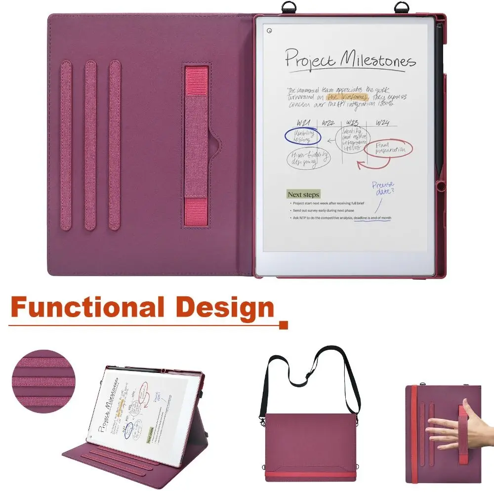 new Auto Wake/Sleep 11.8 Inch E-Reader Stand Case with Shoulder Strap Multi-angles Folio Funda Rotatable to reMarkable Paper Pro