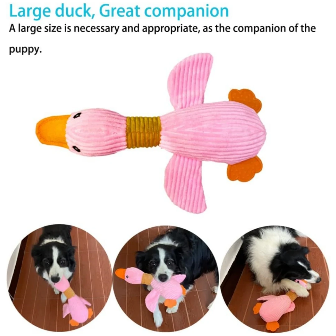 4-piece set of large squeaky wrinkled duck and goose, suitable for small and medium-sized dog breeds, puppy toys, puppy chew tee 6