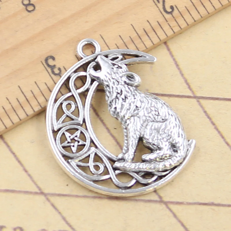 10 Stück Charms Wikinger Stern Mond Wolf Eule 33x26mm Tibetsilber Farbe Anhänger Antik Schmuckherstellung DIY Handarbeit Handwerk