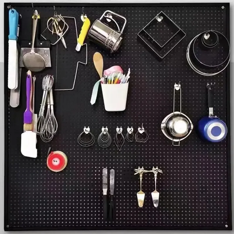 Tool Storage Rack Garage Storage Shelves Pegboard Organizer Kit Peg Board Wall Tool Storage Multifunctional Hanging Board Perforated Warehouse Shelf Metal Kit Organizer Hardware Sorting Rack