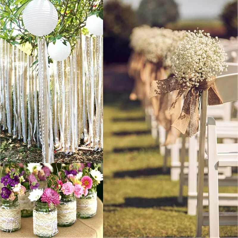 2M/Roll 5CM Jute Burlap Lace Ribbon