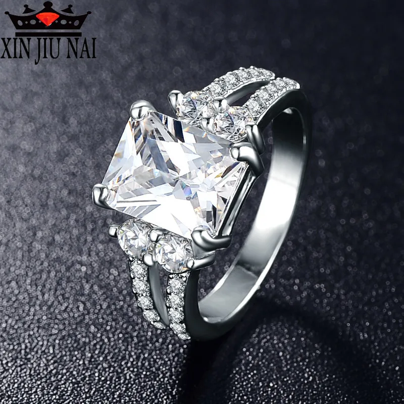 

2020 new ladies classic ring one big zircon four claw fashion jewelry gift ladies women engagement wedding ring jewelry