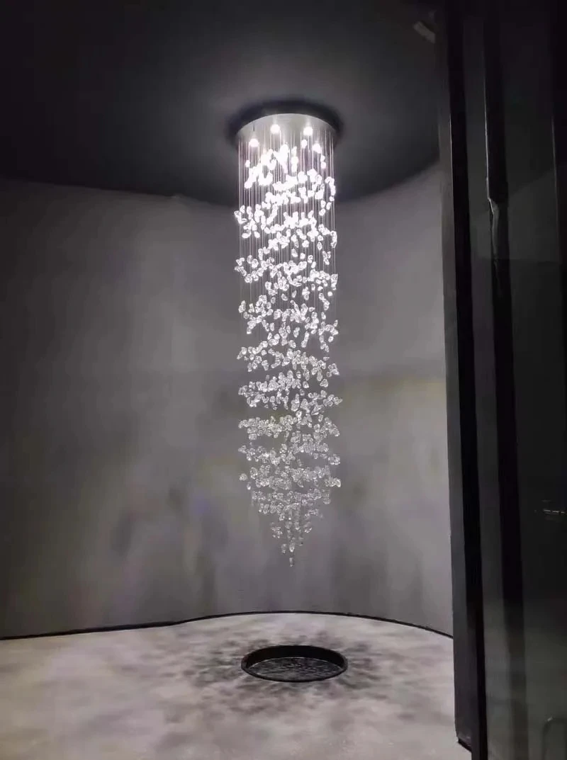Description Picture 4 of itemModern Large Luxury Stone Crystal LED Chandelier Staircase Living Room Light Fixture Long Hallway Lobby Indoor Home Hanging Lamp