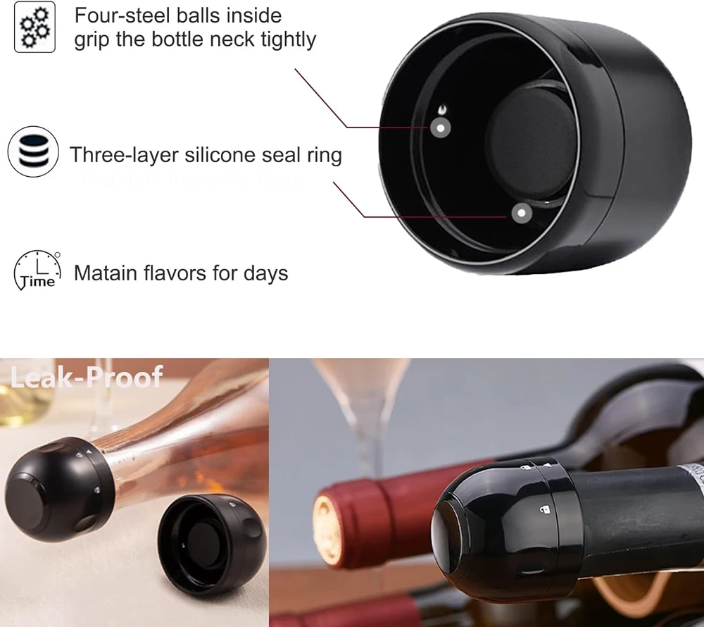 Champagne Wine Bottle Stopper with Silicone Wine Toppers Stopper Reusable Saver Cork Superior Leak-Proof Keeps Fresh rubber stopper