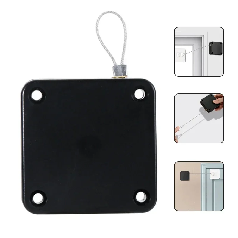 No Punching Automatic Door Closer Pull Cord Adjustable Surface Stop Bracket Type