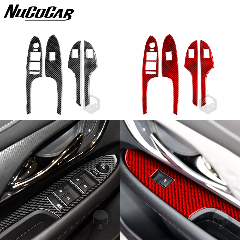 

For Cadillac ATS 2013-2019 Sedan Accessories Car Carbon Fiber Interior Window Lifting Panel Trim Sticker Decoration