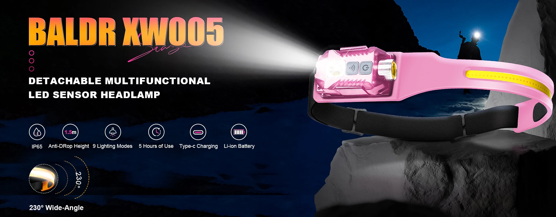 Description Picture 2 of itemBALDR 90 ° Rotate LED Flashlight Rechargeable MINI EDC Torch with Tail Magnet Hat Clip Light Emergency Camping Fishing Lantern