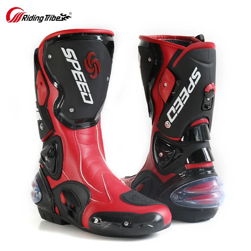 Microfiber Leather Motorcycle boots Men's SPEED Racing dirt bike Boots Knee-high Motocross Boots Riding Motorboats motorcycle boots