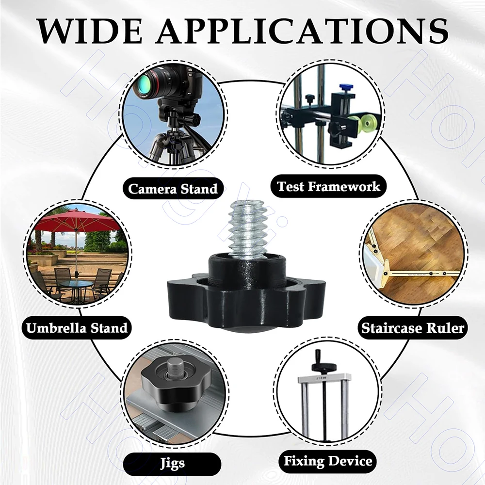 Description Picture 3 of itemM8 M10 M12 Hand Knob Screws Carbon Steel Thread Clamping D38 D48 Bakelite Six Star Shape Head Bolt Tightening Thumb Screw