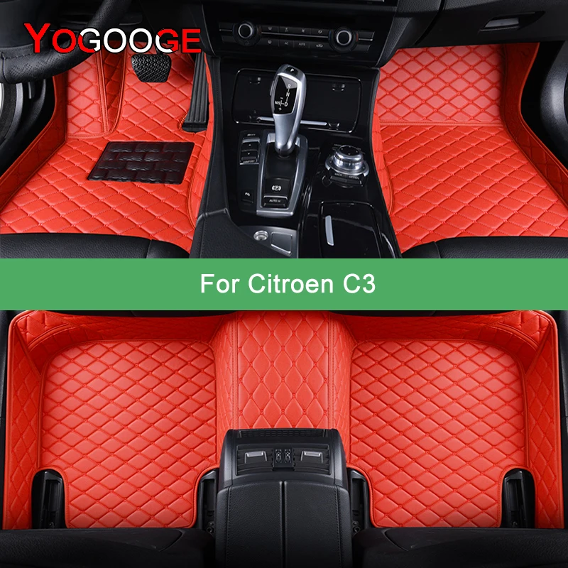 

YOGOOGE Custom Car Floor Mats For Citroen C3 2014-2023 Auto Carpets Foot Coche Accessorie