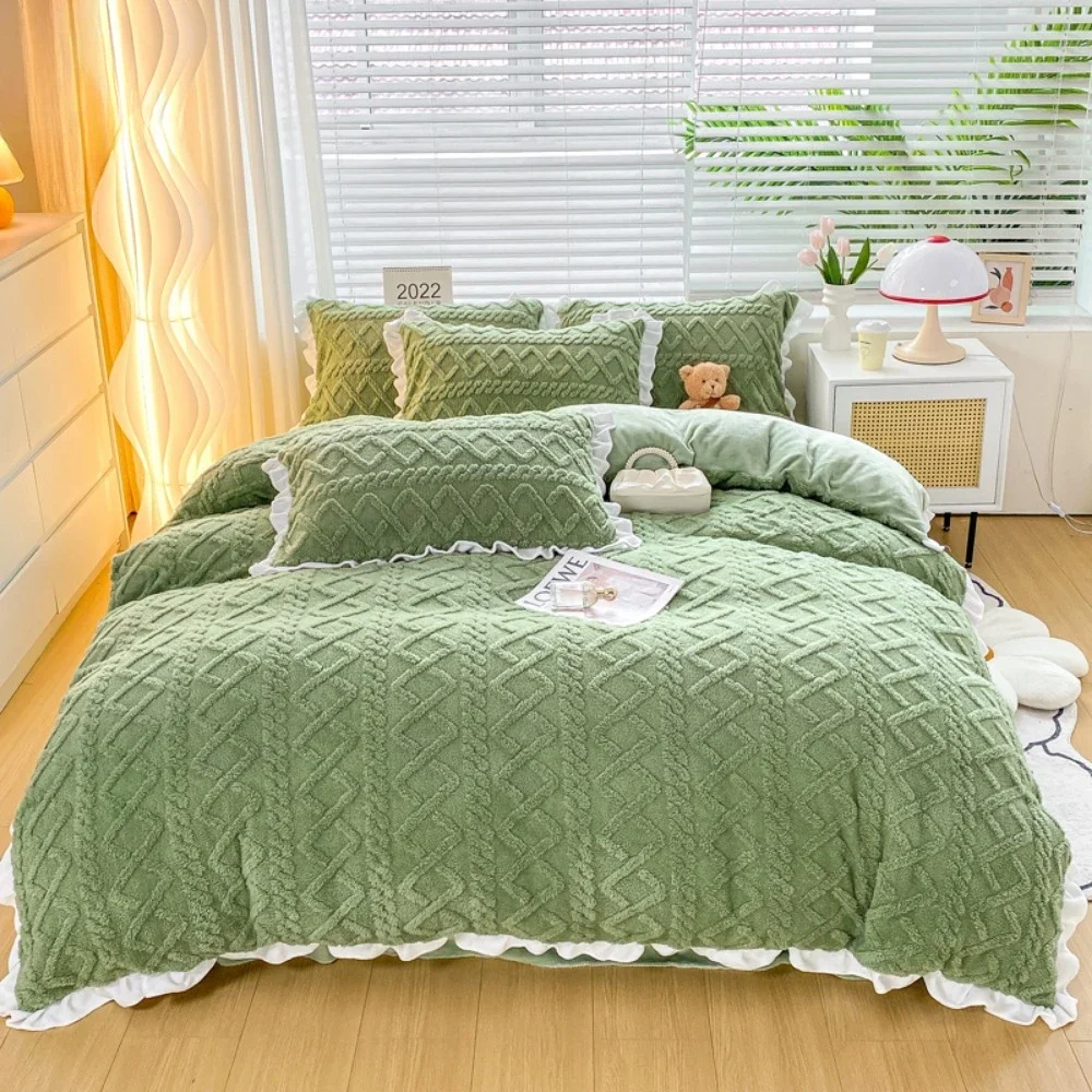 

Taff Velvet Duvet Cover for Winter Warm Soft Coral Fleece Bedding with Zipper Closure Sheet Queen/King Size Bed Cover