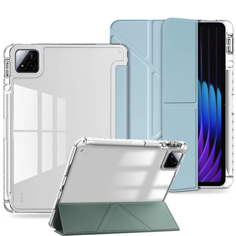 Clear Hard Acrylic Tablet Case with Pencil Holder and Stand Feature
