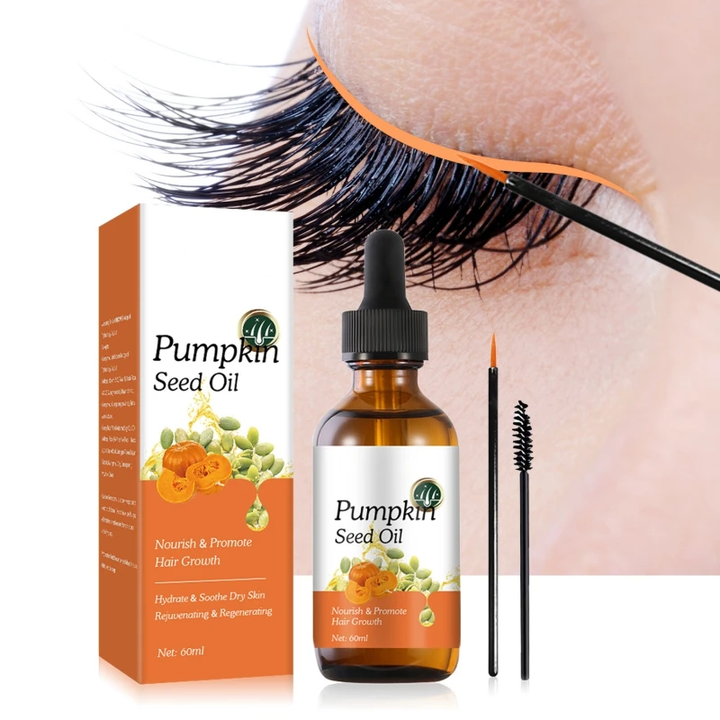 60ml Hair Growth Oil Body Skin Scalp Massage Health Eyelashes Dry Damaged Cracked Repair Pumpkin Seed Eyebrow Enhance Nourishing