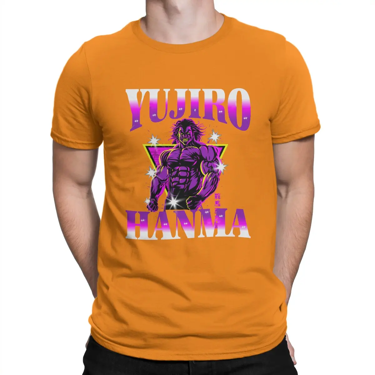 thumbnail image 1 of Camiseta de Anime Yujiro Hanma para hombre, de algodón puro, estilo vintage, con cuello redondo, de manga corta, estilo BAKI, para verano, 1 of 7