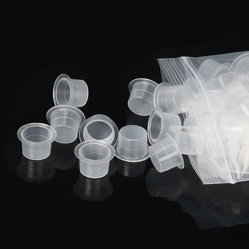 100PCS Plastic Permanent Makeup Pigment Container Clear Disposable Tattoo Ink Cups Holder For Tattoo Artist Supplies Tattoo Kit