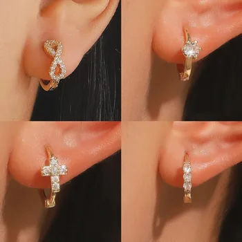 Korean Fashion Crystal Unlimited Symbol Earrings For Women Jewelry 2025 Trending New Women's Small Hoop Earrings Ear Buckle Gift