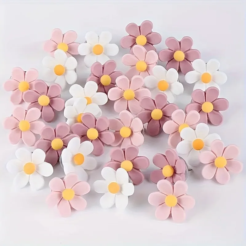 30Pcs 꽃 모양의 압정핀 게시판용 장 푸시핀 사진 벽지도 사무실 및 가정 장식