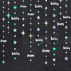 Rose Gold Birthday Celebration Hanging Streamer Decorations - Valuable 4 strings (Rainbow Birthday)