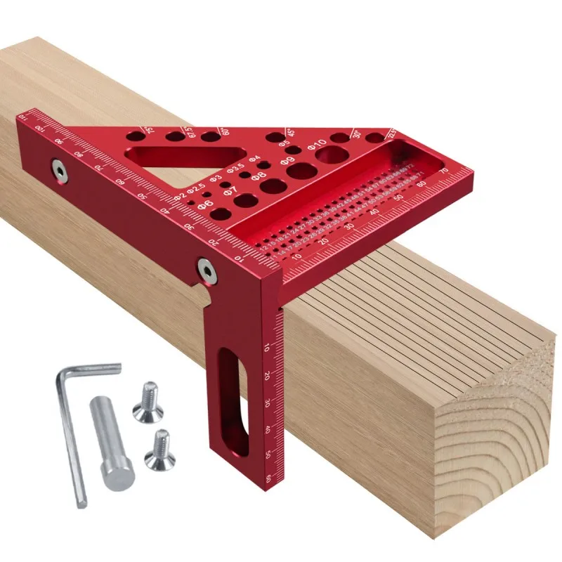 High-Precision Aluminum Alloy Woodworking Square With Dowel Pins Multi-Angle Scriber & Miter Ruler For Carpenters And Engineers 4