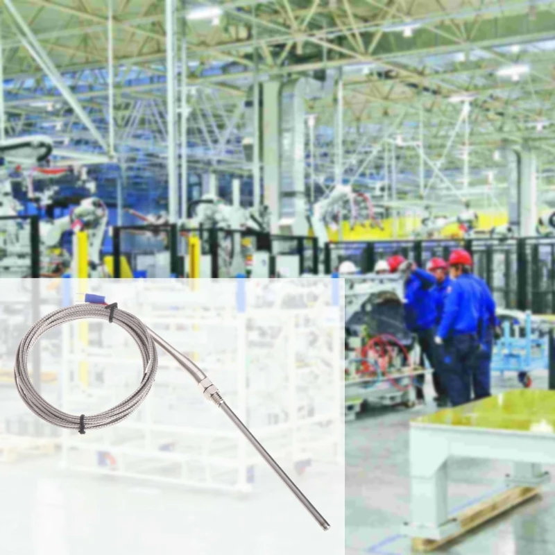 

K Type Thermocouple Thread Temperature Probe with Cable 100mm Stainless Steel Temp Easy Operation