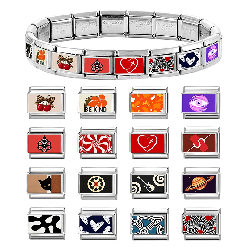 Charm Bracelet Links Fit 9MM Stainless Steel Bracelet Women Men DIY Making Gift