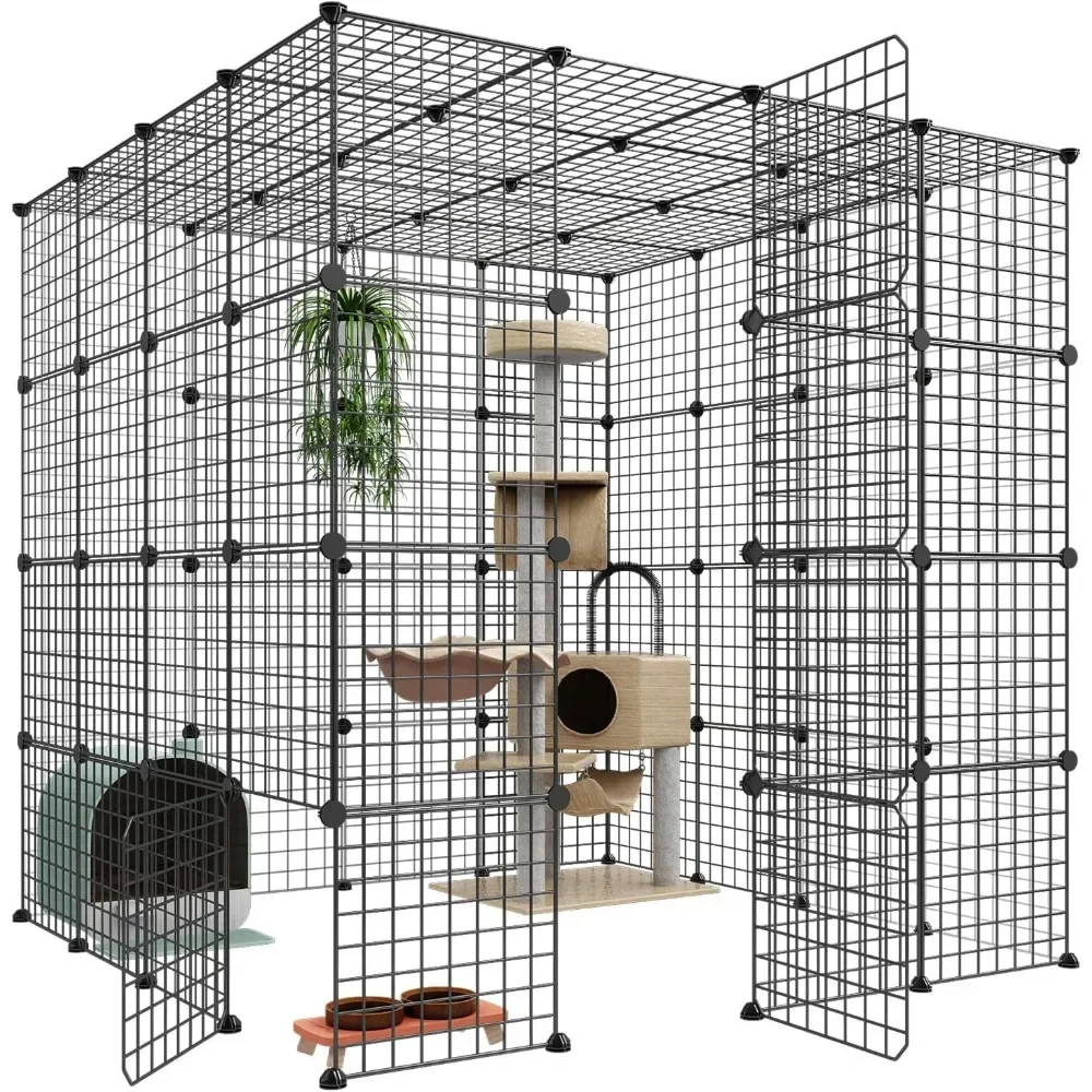 

Large Cat Cage Enclosures Indoor Detachable Metal Wire Kennels DIY Cat Playpen Kitten Crate Large Exercise Place Ideal for Cat