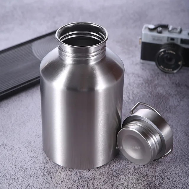 2000ML Large Capacity Sports Water Bottle Single Wall Stainless Steel Kettle Travel Outdoor Portable Flasks Cycling Drinkware 3